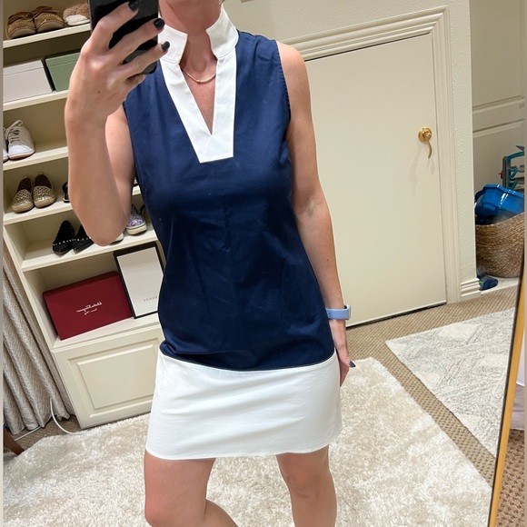 Sail To Sable Navy White Sleeveless V-Neck Dress - Picture 3 of 7